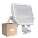 Confezione Multipack 4x Ledvance Proiettore LED Aluminium Bianca 41W 6000lm 100D - 840 Bianco Freddo | IP65 - Sensore di Movimento e Luce - Simmetrico